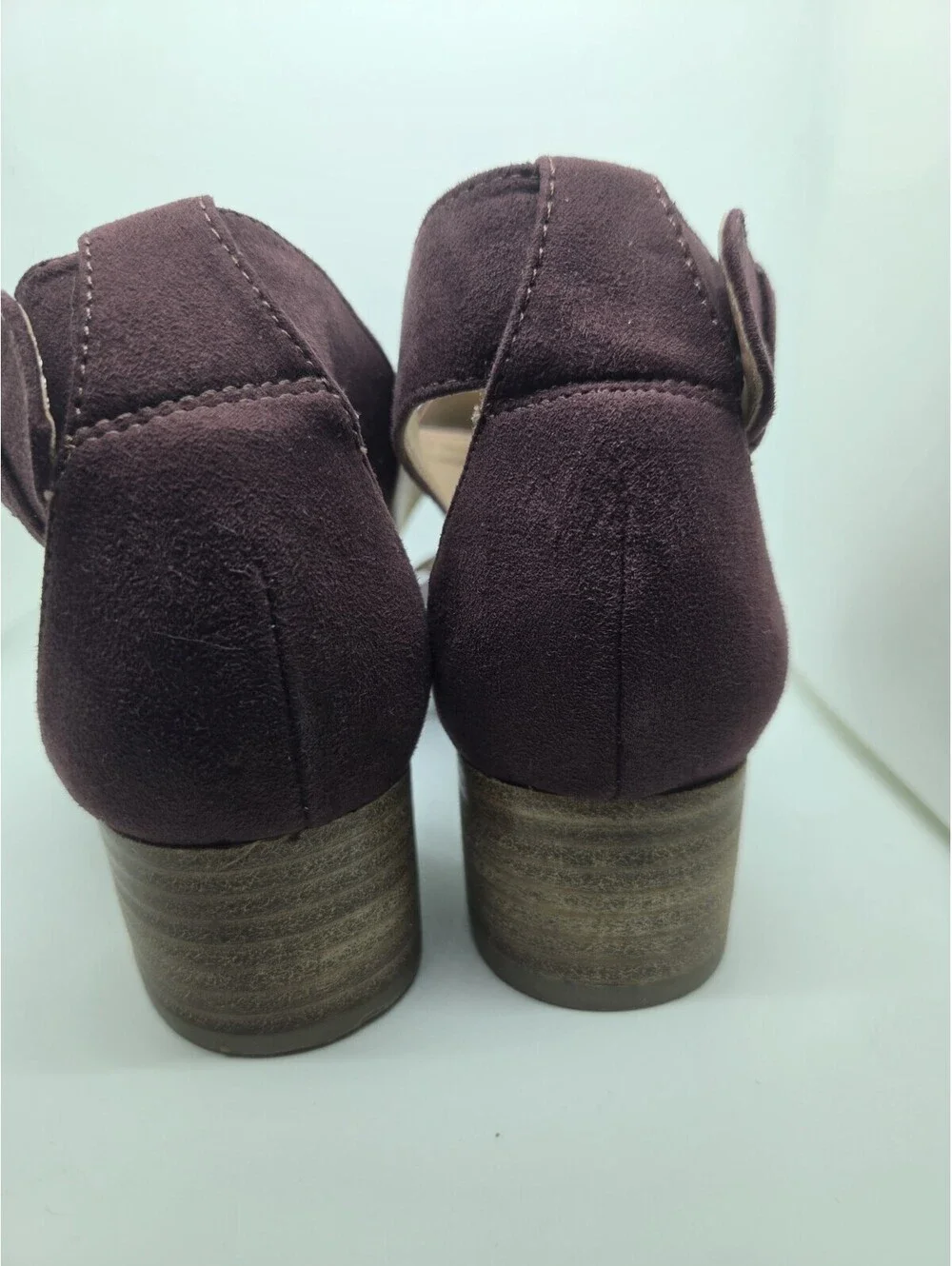 Naturalizer Alex Sandals Women 7M Plum Faux Suede Low Block Heel